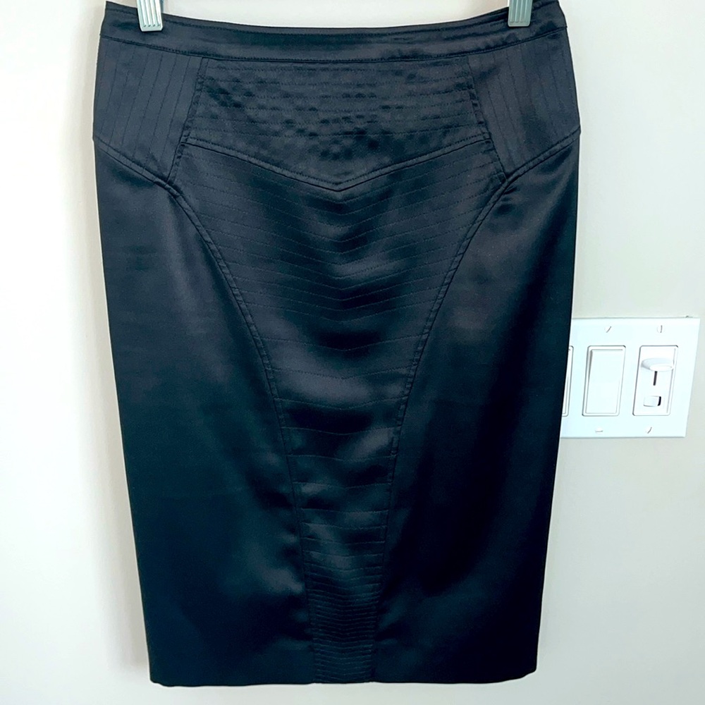 Designer Just Cavalli black stretchy satin pencil skirt